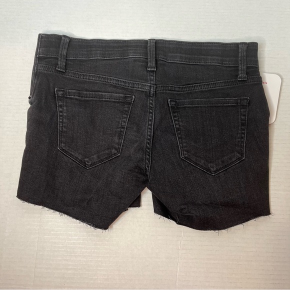 Isabel Maternity Side Inset Panel Black Midi Jean Raw Hem Shorts Size 00/24 New! - Picture 4 of 12